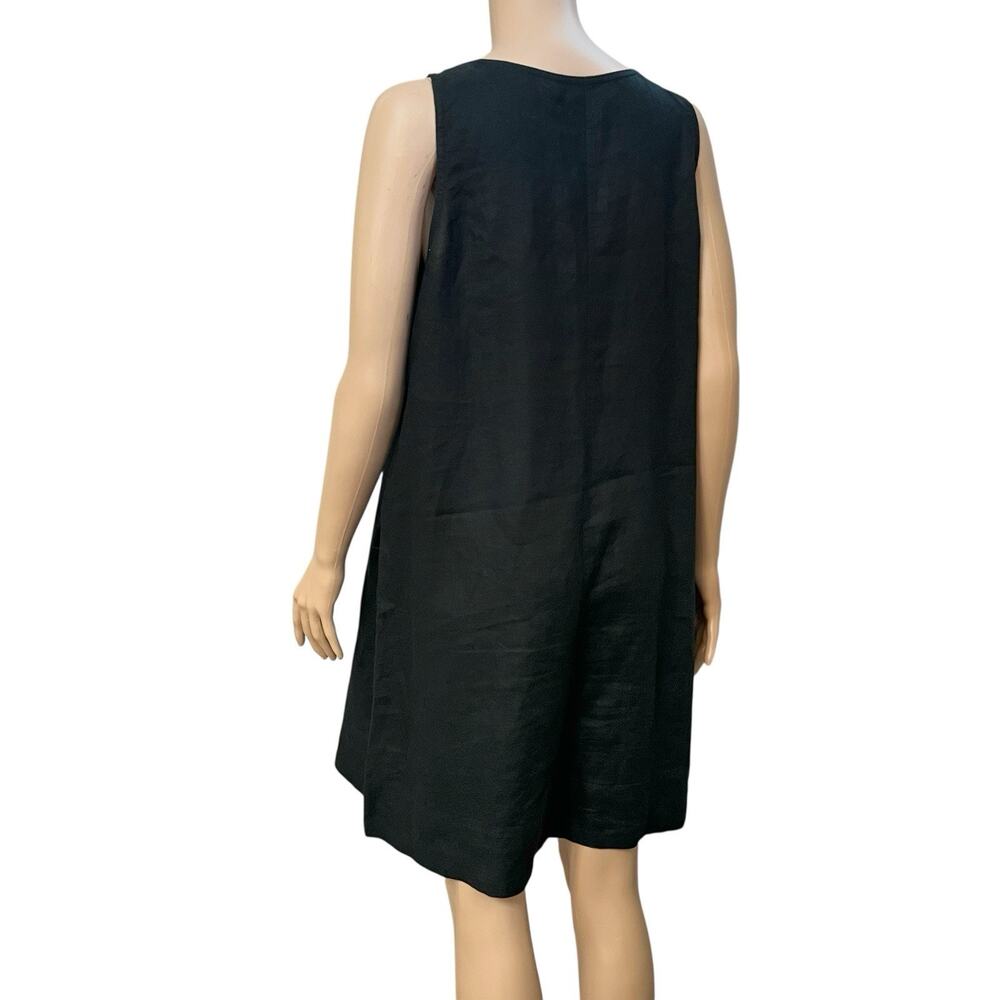 J Jill Linen Shift Dress Medium Petite Black Sleeveless Boho Vacation Casual - Picture 4 of 8